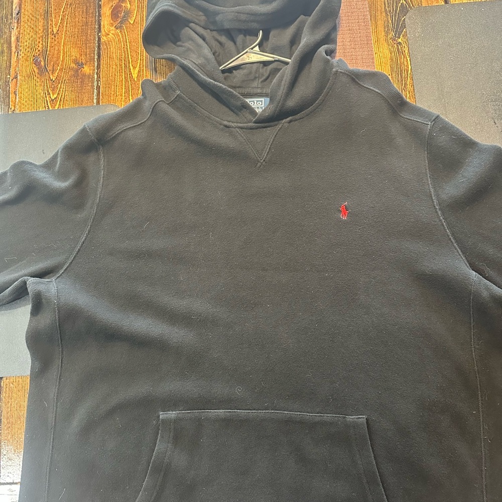 Ralph Lauren Black Hoodie with Red Logo